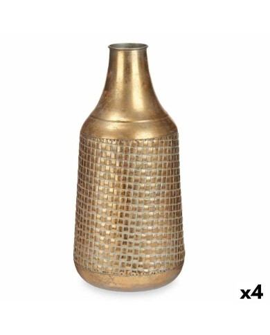 Vaso Dorato Metallo 21 x 44 x 21 cm (4 Unità) Con rilievo Vaso Dorato Metallo 21 x 44 x 21 cm (4 Unità) Con rilievo