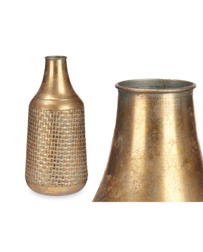 Vaso Dorato Metallo 21 x 44 x 21 cm (4 Unità) Con rilievo Vaso Dorato Metallo 21 x 44 x 21 cm (4 Unità) Con rilievo