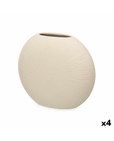 Vaso Beige Ceramica 29 x 26 x 11 cm (4 Unità) Circolare Vaso Beige Ceramica 29 x 26 x 11 cm (4 Unità) Circolare