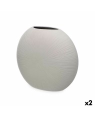 Vaso Grigio Ceramica 19 x 31 x 19 cm (4 Unità) Righe Vaso Grigio Ceramica 19 x 31 x 19 cm (4 Unità) Righe
