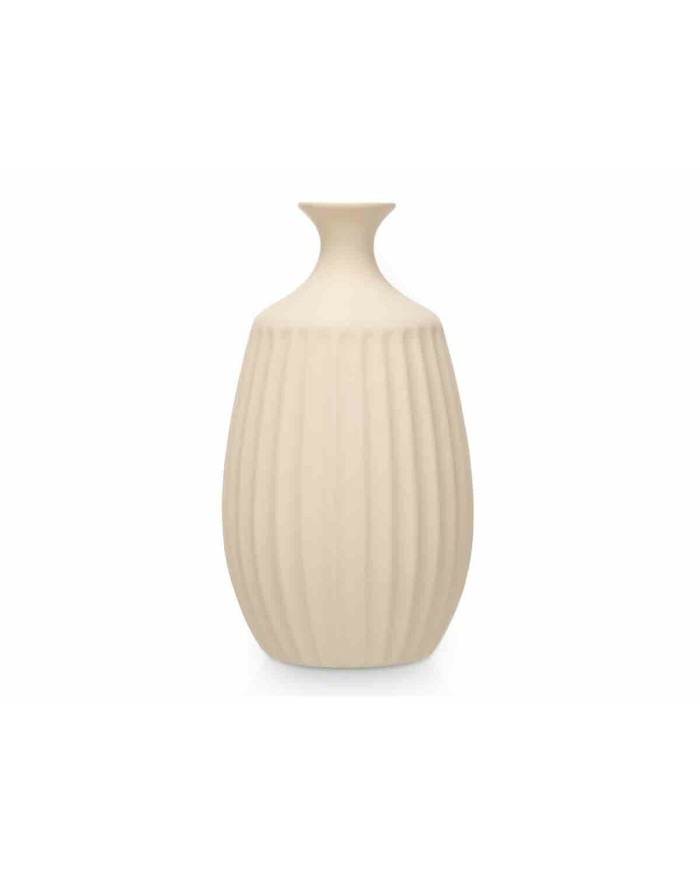 Vaso Beige Ceramica 21 x 39 x 21 cm (2 Unità) Righe Vaso Beige Ceramica 21 x 39 x 21 cm (2 Unità) Righe