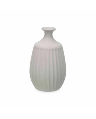 Vaso Grigio Ceramica 19 x 31 x 19 cm (4 Unità) Righe Vaso Grigio Ceramica 19 x 31 x 19 cm (4 Unità) Righe