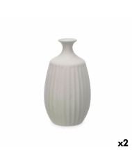 Vaso Beige Ceramica 21 x 39 x 21 cm (2 Unità) Righe Vaso Beige Ceramica 21 x 39 x 21 cm (2 Unità) Righe