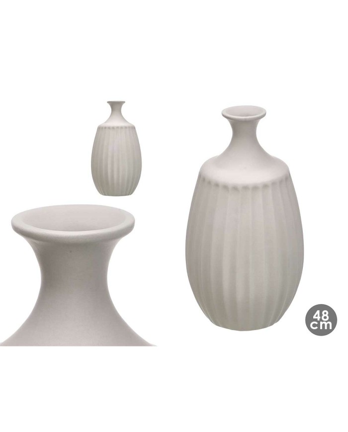 Vaso Grigio Ceramica 27 x 48 x 27 cm Vaso Grigio Ceramica 27 x 48 x 27 cm