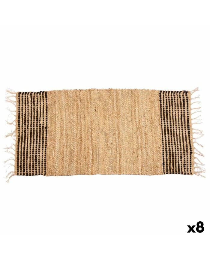 Tappeto Nero Naturale Righe 70 x 1 x 140 cm (8 Unità)