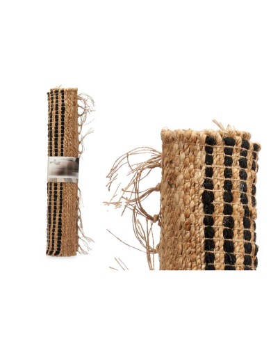 Tappeto Nero Naturale Righe 70 x 1 x 140 cm (8 Unità) Tappeto Nero Naturale Righe 70 x 1 x 140 cm (8 Unità)