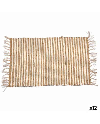 Tappeto Bianco Naturale Righe 60 x 1 x 90 cm (12 Unità) Tappeto Bianco Naturale Righe 60 x 1 x 90 cm (12 Unità)