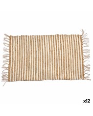 Tappeto Bianco Naturale Righe 60 x 1 x 90 cm (12 Unità)