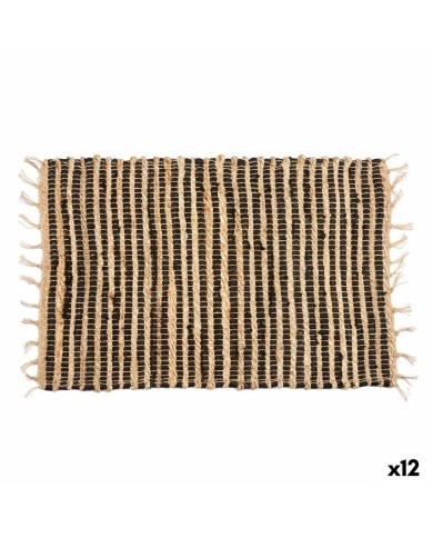 Tappeto Nero Naturale Righe 60 x 1 x 90 cm (12 Unità) Tappeto Nero Naturale Righe 60 x 1 x 90 cm (12 Unità)