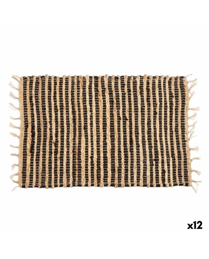 Tappeto Nero Naturale Righe 60 x 1 x 90 cm (12 Unità)