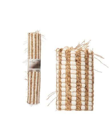 Tappeto Bianco Naturale Righe 60 x 1 x 90 cm (12 Unità) Tappeto Bianco Naturale Righe 60 x 1 x 90 cm (12 Unità)