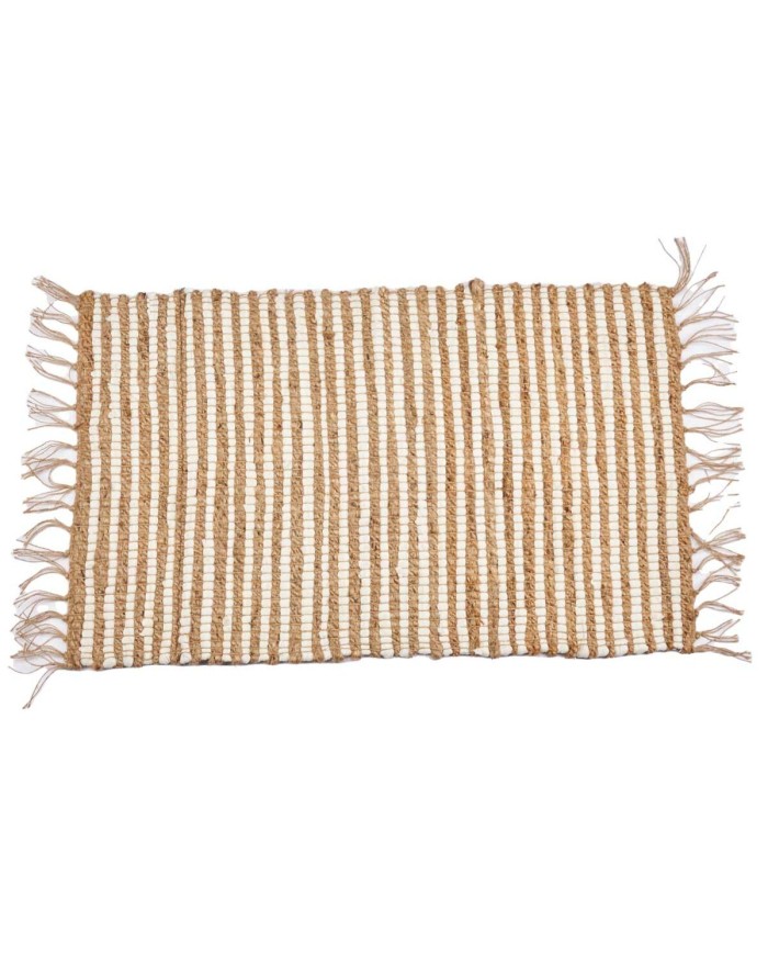 Tappeto Bianco Naturale Righe 60 x 1 x 90 cm (12 Unità)