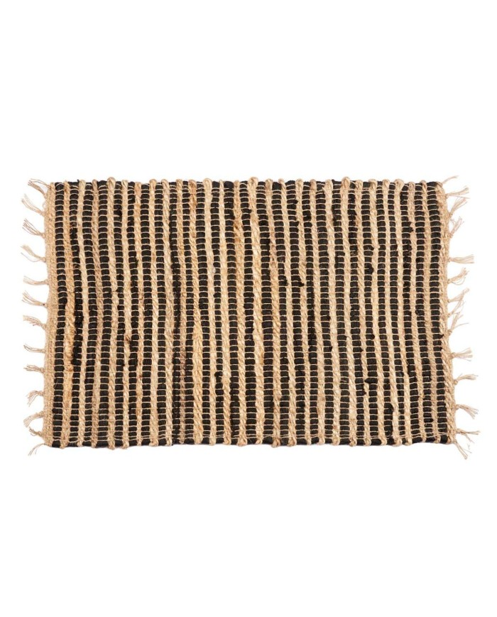 Tappeto Nero Naturale Righe 60 x 1 x 90 cm (12 Unità)