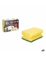 Set di spugne Giallo Verde Poliuretano Fibra abrasiva 4 Pezzi (11 Unità)
