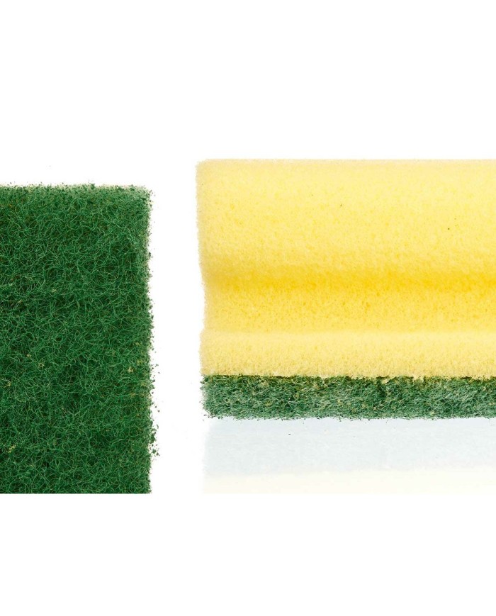 Set di spugne Giallo Verde Poliuretano Fibra abrasiva 4 Pezzi (11 Unità)