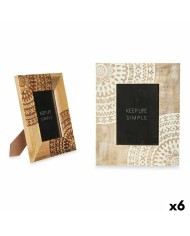 Cornice Portafoto Bianco Marrone Legno di mango Buddha 22,3 x 28 x 1,5 cm (6 Unità)