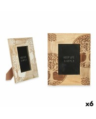 Cornice Portafoto Bianco Marrone Legno di mango Albero della vita 22,3 x 28 x 1,5 cm (6 Unità)
