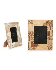 Cornice Portafoto Bianco Marrone Legno di mango Albero della vita 22,3 x 28 x 1,5 cm (6 Unità)