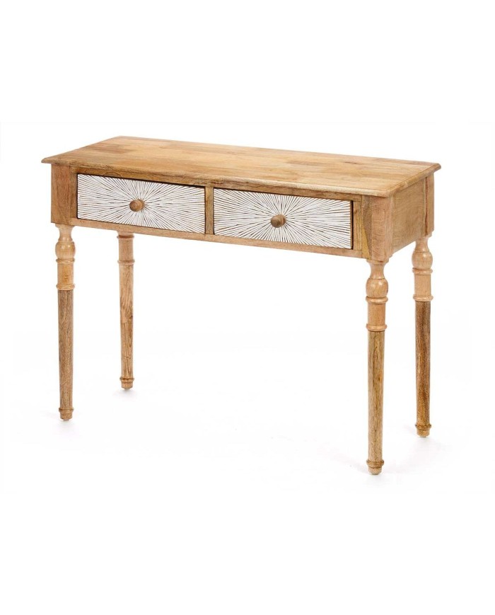 Ingresso con 2 Cassetti Gift Decor 35 Bianco Marrone 98 x 77 x 42 cm Righe