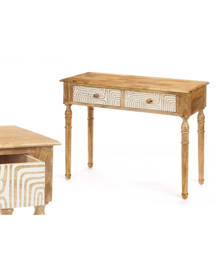 Ingresso con 2 Cassetti Gift Decor 34 Bianco Marrone 98 x 77 x 42 cm Curva Ingresso con 2 Cassetti Gift Decor 34 Bianco Marrone 98 x 77 x 42 cm Curva