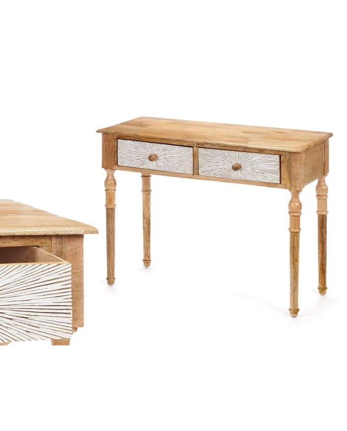 Ingresso con 2 Cassetti Gift Decor 35 Bianco Marrone 98 x 77 x 42 cm Righe