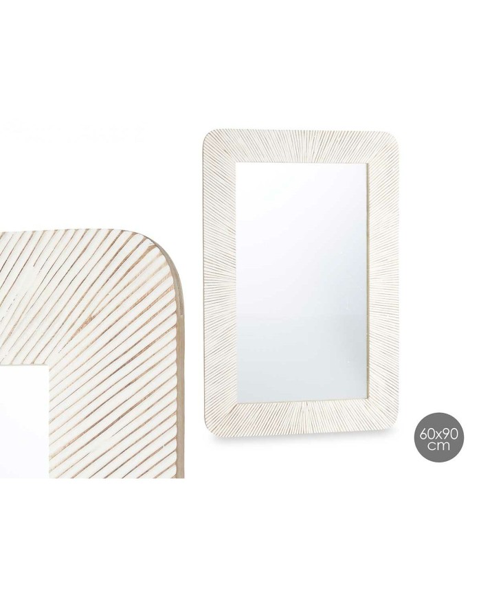Specchio da parete 38 Bianco Marrone Righe 90 x 60 x 2 cm Rettangolare Specchio da parete 38 Bianco Marrone Righe 90 x 60 x 2 cm Rettangolare