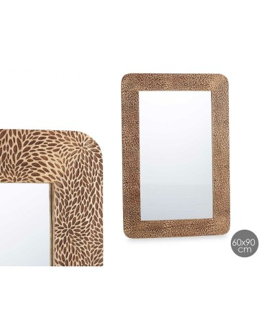 Specchio da parete 42 Marrone Fogli 90 x 60 x 2 cm Rettangolare Specchio da parete 42 Marrone Fogli 90 x 60 x 2 cm Rettangolare