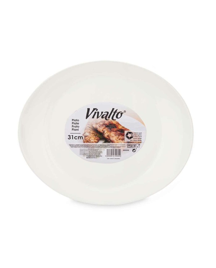Piatto da pranzo Vivalto LYBP-120 Bianco Vetro opalino 30,5 x 3 x 26 cm (18 Unità)