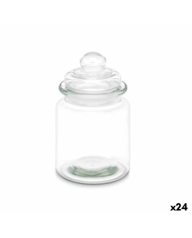 Vaso Trasparente Vetro 250 ml 8 x 13 x 8 cm (24 Unità) Con coperchio Vaso Trasparente Vetro 250 ml 8 x 13 x 8 cm (24 Unità) Con coperchio