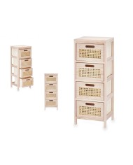 Cassettiera Rattan Naturale 27 x 73 x 25 cm 4 casseti