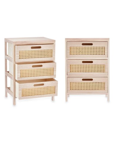 Cassettiera Rattan Naturale 40 x 58 x 29 cm 3 cassetti