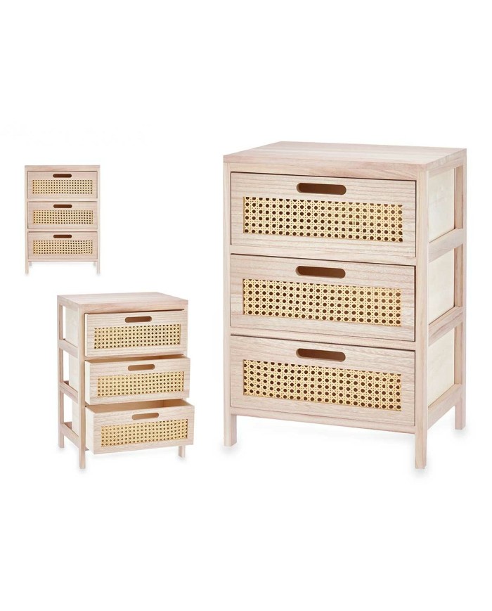 Cassettiera Rattan Naturale 40 x 58 x 29 cm 3 cassetti