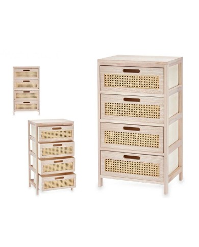 Cassettiera Rattan Naturale 40 x 73 x 29 cm 4 casseti
