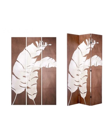 Paravento Bianco Marrone Tela 122 x 2,5 x 180 cm Paravento Bianco Marrone Tela 122 x 2,5 x 180 cm