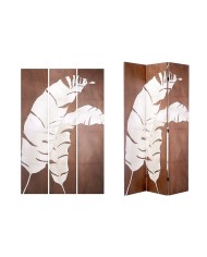 Paravento Bianco Marrone Tela 122 x 2,5 x 180 cm