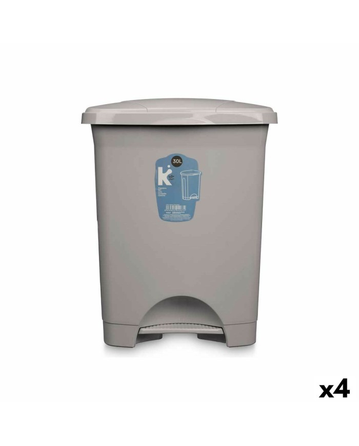 Cestino a pedale Grigio Plastica 30 L (4 Unità) Cestino a pedale Grigio Plastica 30 L (4 Unità)