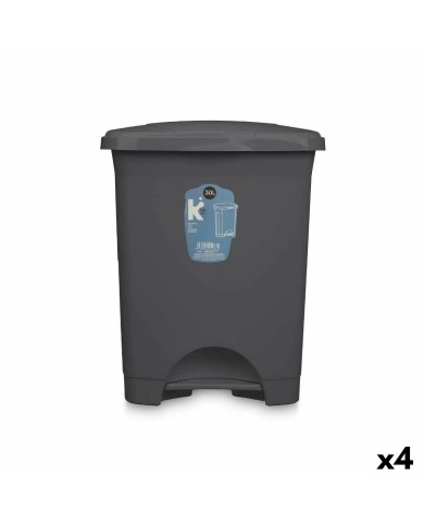 Cestino a pedale Antracite Plastica 30 L (4 Unità)