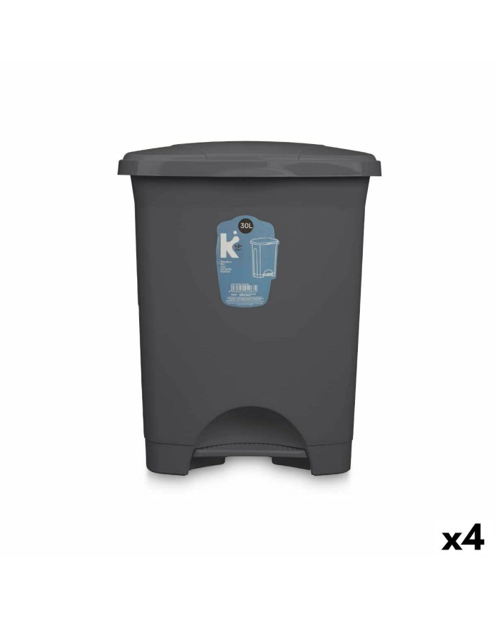 Cestino a pedale Antracite Plastica 30 L (4 Unità) Cestino a pedale Antracite Plastica 30 L (4 Unità)