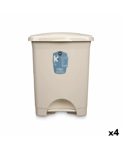 Cestino a pedale Beige Plastica 30 L (4 Unità)
