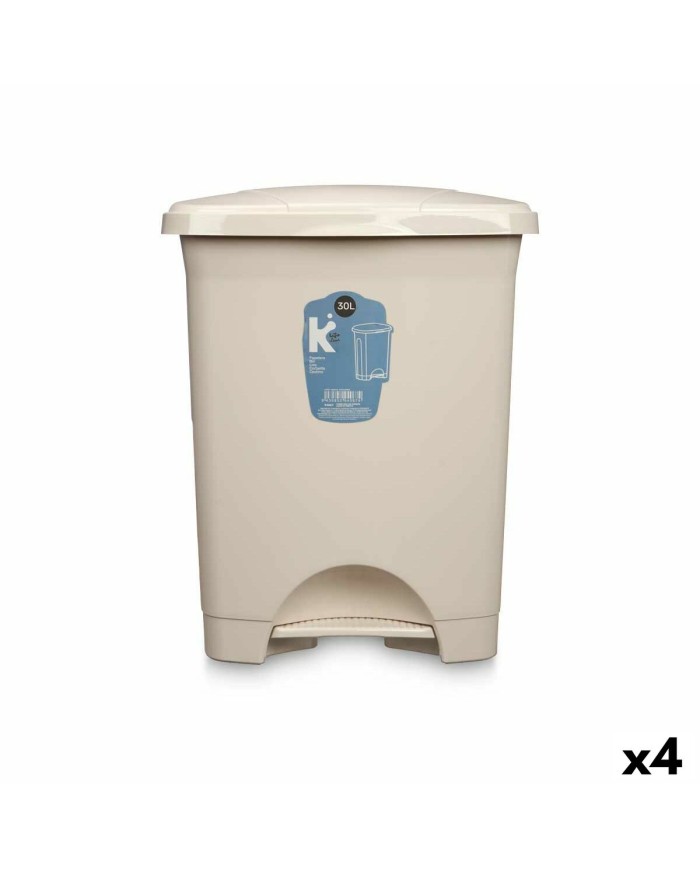 Cestino a pedale Beige Plastica 30 L (4 Unità) Cestino a pedale Beige Plastica 30 L (4 Unità)