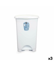 Cestino a pedale Bianco Plastica 50 L (3 Unità)