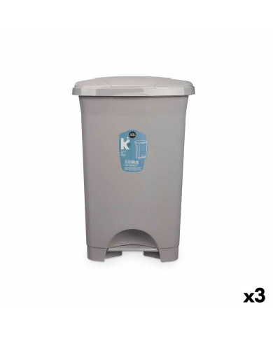 Cestino a pedale Grigio Plastica 50 L (3 Unità)