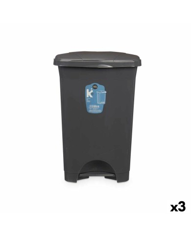 Cestino a pedale Antracite Plastica 50 L (3 Unità)
