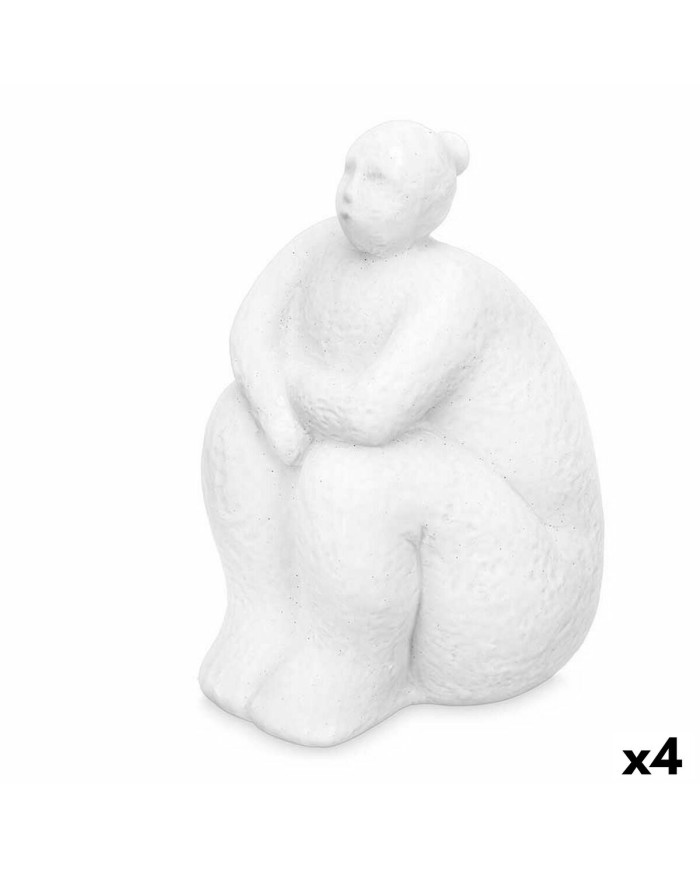 Statua Decorativa Bianco Dolomite 18 x 30 x 19 cm (4 Unità) Donna Seduto