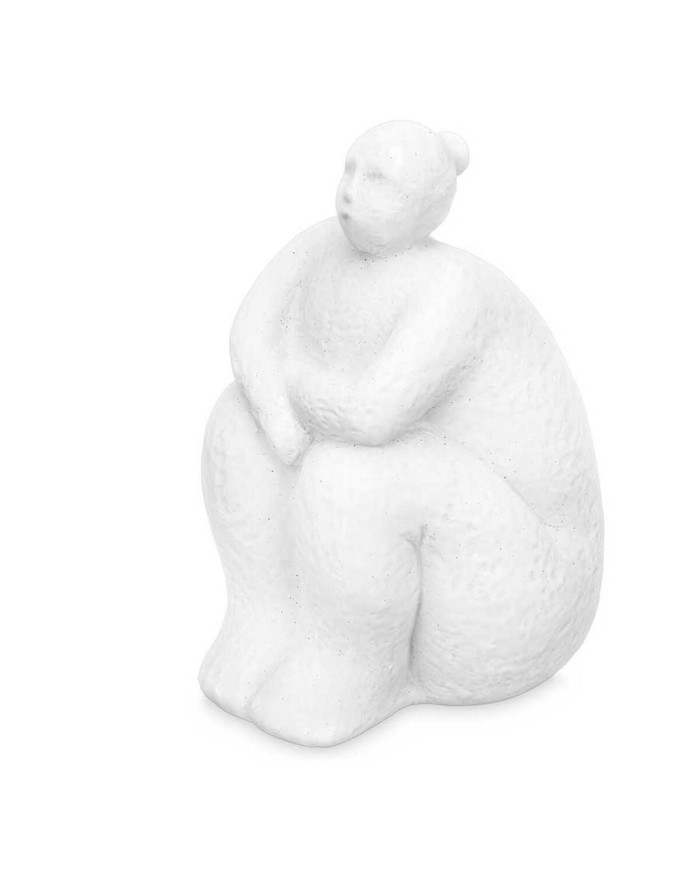 Statua Decorativa Bianco Dolomite 18 x 30 x 19 cm (4 Unità) Donna Seduto