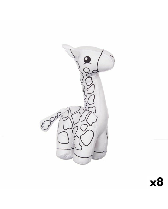Peluche da Colorare Pincello ST448 Bianco Nero Stoffa 17 x 22 x 9 cm Giraffa (8 Unità)