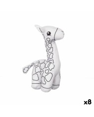 Peluche da Colorare Pincello ST448 Bianco Nero Stoffa 17 x 22 x 9 cm Giraffa (8 Unità)