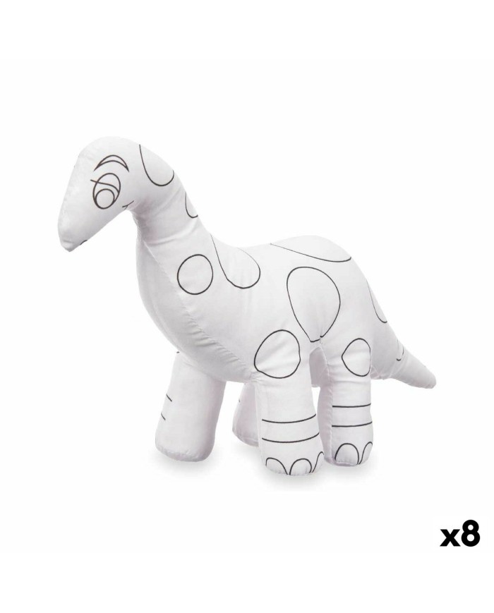 Peluche da Colorare Pincello ST205 Bianco Nero Stoffa 28 x 22 x 9 cm Dinosauro (8 Unità)