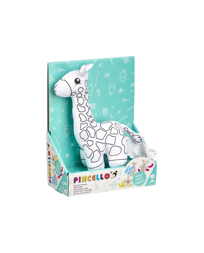 Peluche da Colorare Pincello ST448 Bianco Nero Stoffa 17 x 22 x 9 cm Giraffa (8 Unità)