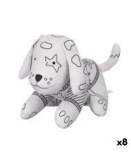 Peluche da Colorare Pincello ST341 Bianco Nero Stoffa 13 x 14 x 20 cm Cane (8 Unità)